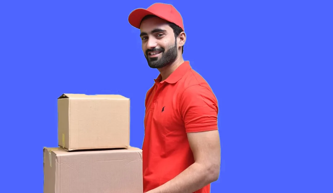 Professional mover handling packing boxes against a clean background, representing reliable packing and unpacking services in Texas At Matthew and Mois
